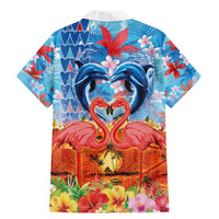 Hawaiian Love-Couple Dolphins and Flamingos Family Matching Mermaid Dress and Hawaiian Shirt - Polynesian Pride