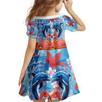 Hawaiian Love-Couple Dolphins and Flamingos Family Matching Short Sleeve Bodycon Dress and Hawaiian Shirt - Polynesian Pride