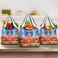 Hawaiian Love-Couple Dolphins and Flamingos Grocery Bag - Polynesian Pride