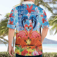 Hawaiian Love-Couple Dolphins and Flamingos Hawaiian Shirt - Polynesian Pride
