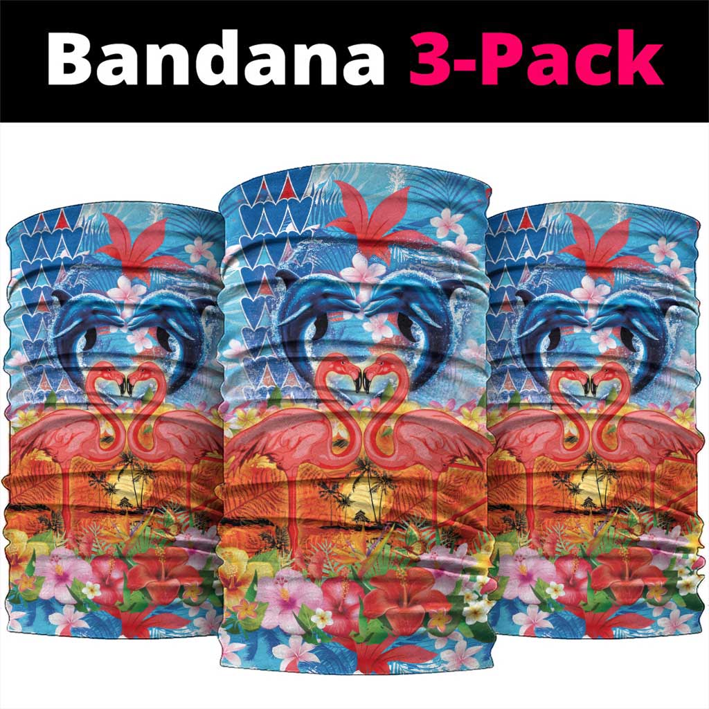 Hawaiian Love-Couple Dolphins and Flamingos Neck Gaiter LT03 package One Size: 25*50cm Multicolor - Polynesian Pride