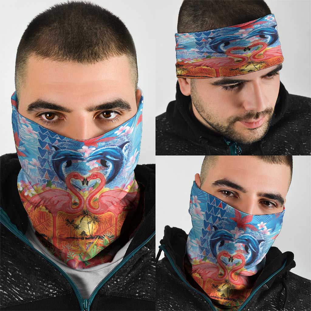 Hawaiian Love-Couple Dolphins and Flamingos Neck Gaiter LT03 - Polynesian Pride