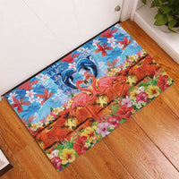 Hawaiian Love-Couple Dolphins and Flamingos Rubber Doormat LT03 - Polynesian Pride