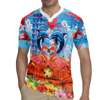 Hawaiian Love-Couple Dolphins and Flamingos Rugby Jersey - Polynesian Pride