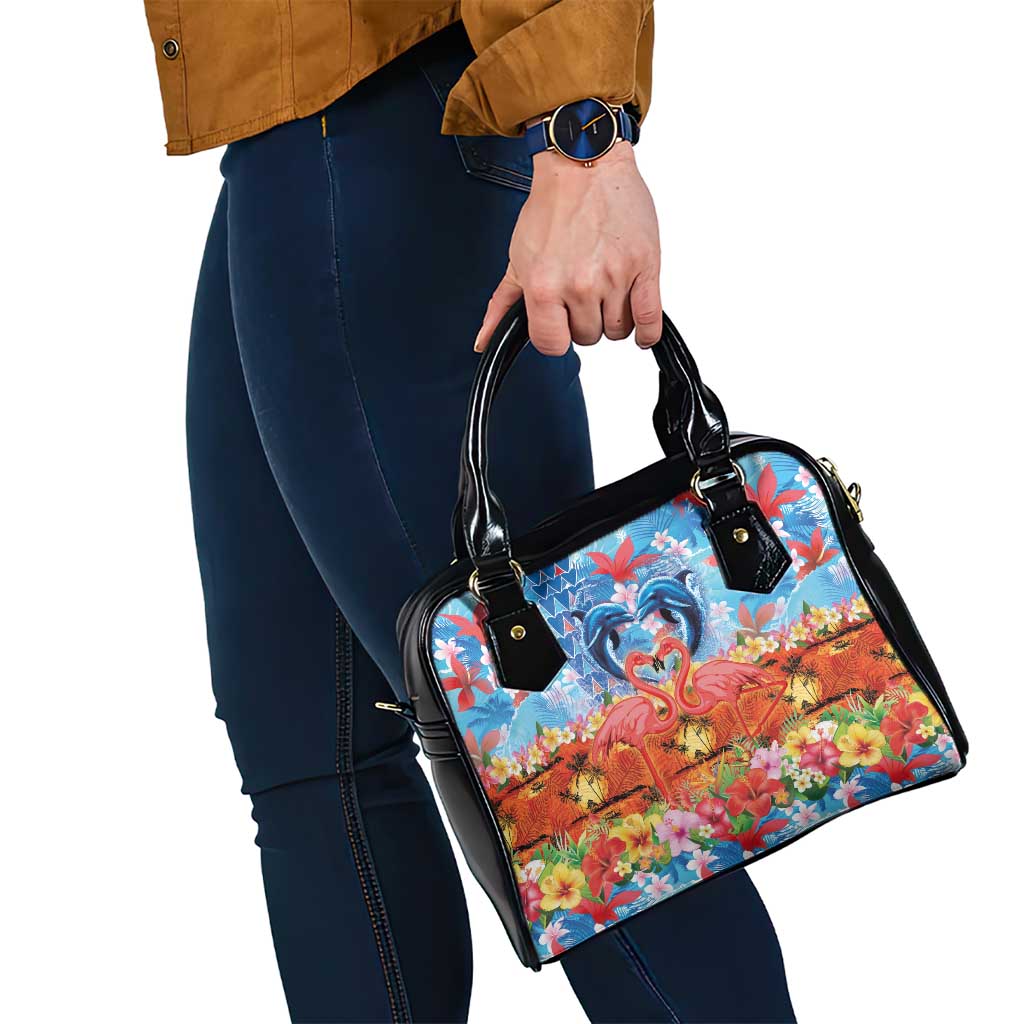 Hawaiian Love-Couple Dolphins and Flamingos Shoulder Handbag LT03 - Polynesian Pride
