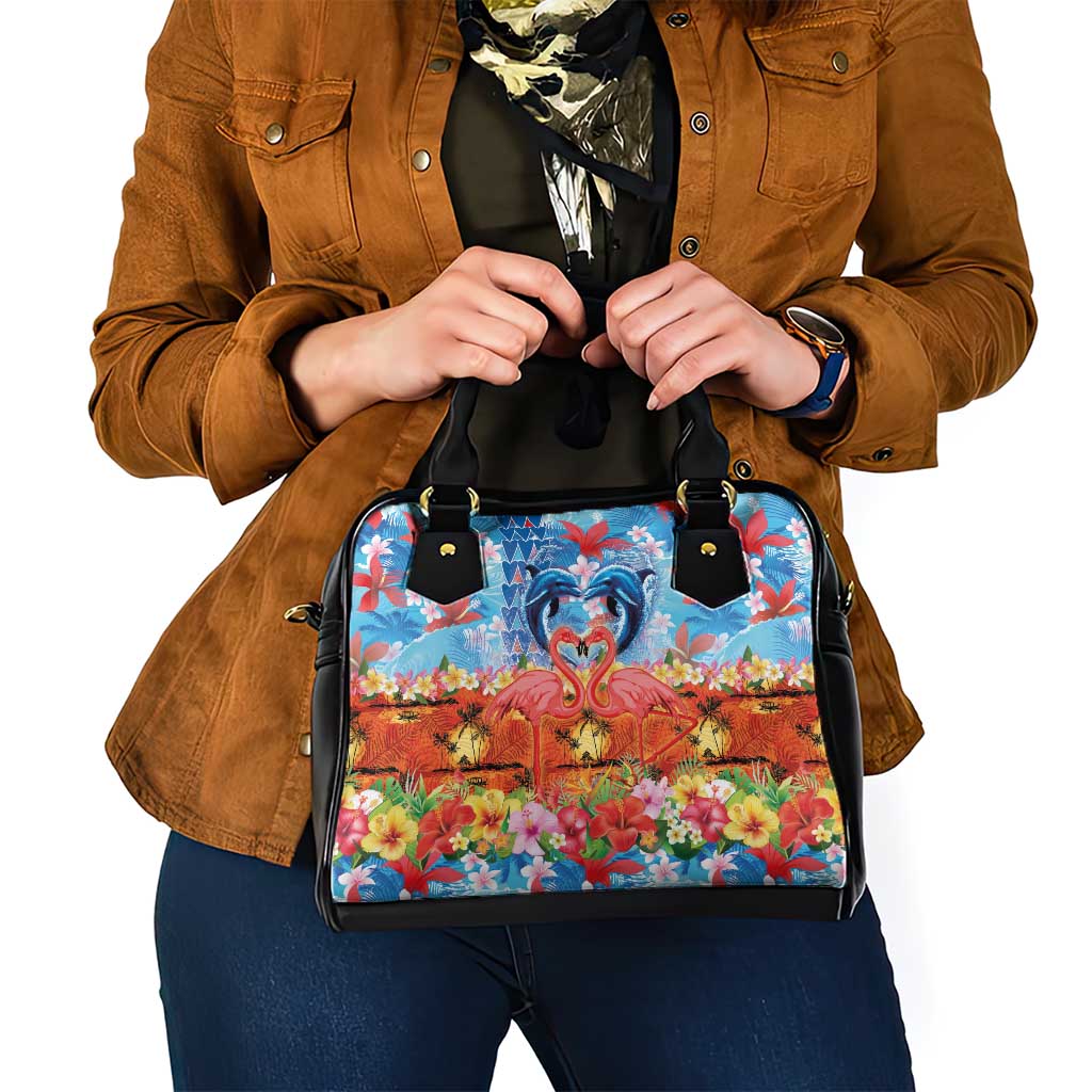 Hawaiian Love-Couple Dolphins and Flamingos Shoulder Handbag LT03 - Polynesian Pride