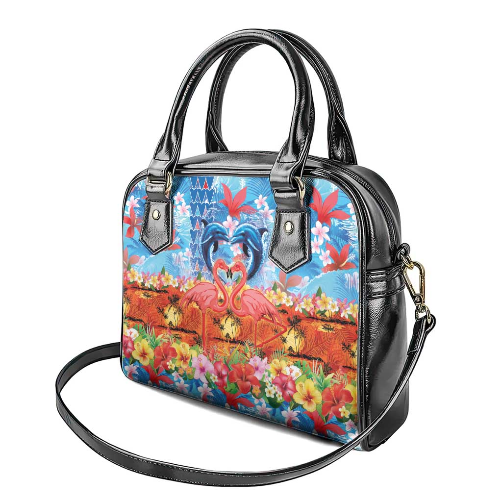 Hawaiian Love-Couple Dolphins and Flamingos Shoulder Handbag LT03 - Polynesian Pride