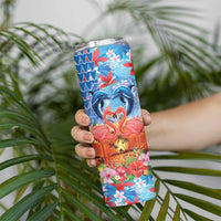 Hawaiian Love-Couple Dolphins and Flamingos Skinny Tumbler - Polynesian Pride