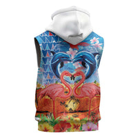 Hawaiian Love-Couple Dolphins and Flamingos Sleeveless Zip Hoodie LT03 - Polynesian Pride