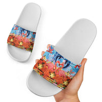 Hawaiian Love-Couple Dolphins and Flamingos Slide Sandals - Polynesian Pride