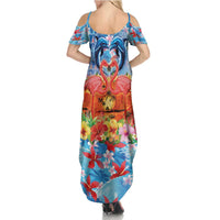 Hawaiian Love-Couple Dolphins and Flamingos Summer Maxi Dress - Polynesian Pride
