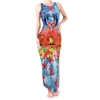 Hawaiian Love-Couple Dolphins and Flamingos Tank Maxi Dress - Polynesian Pride
