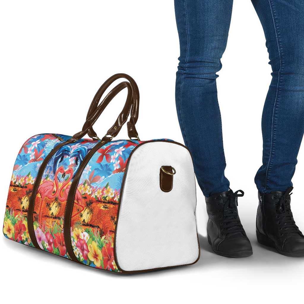 Hawaiian Love-Couple Dolphins and Flamingos Travel Bag - Polynesian Pride