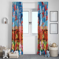 Hawaiian Love-Couple Dolphins and Flamingos Window Curtain - Polynesian Pride