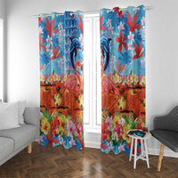 Hawaiian Love-Couple Dolphins and Flamingos Window Curtain - Polynesian Pride
