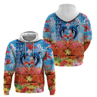 Hawaiian Love-Couple Dolphins and Flamingos Zip Hoodie LT03 - Polynesian Pride