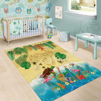 Hawaiian Alohawaii Area Rug Tropical Plants and Animals on The Beach - Polynesian Pride