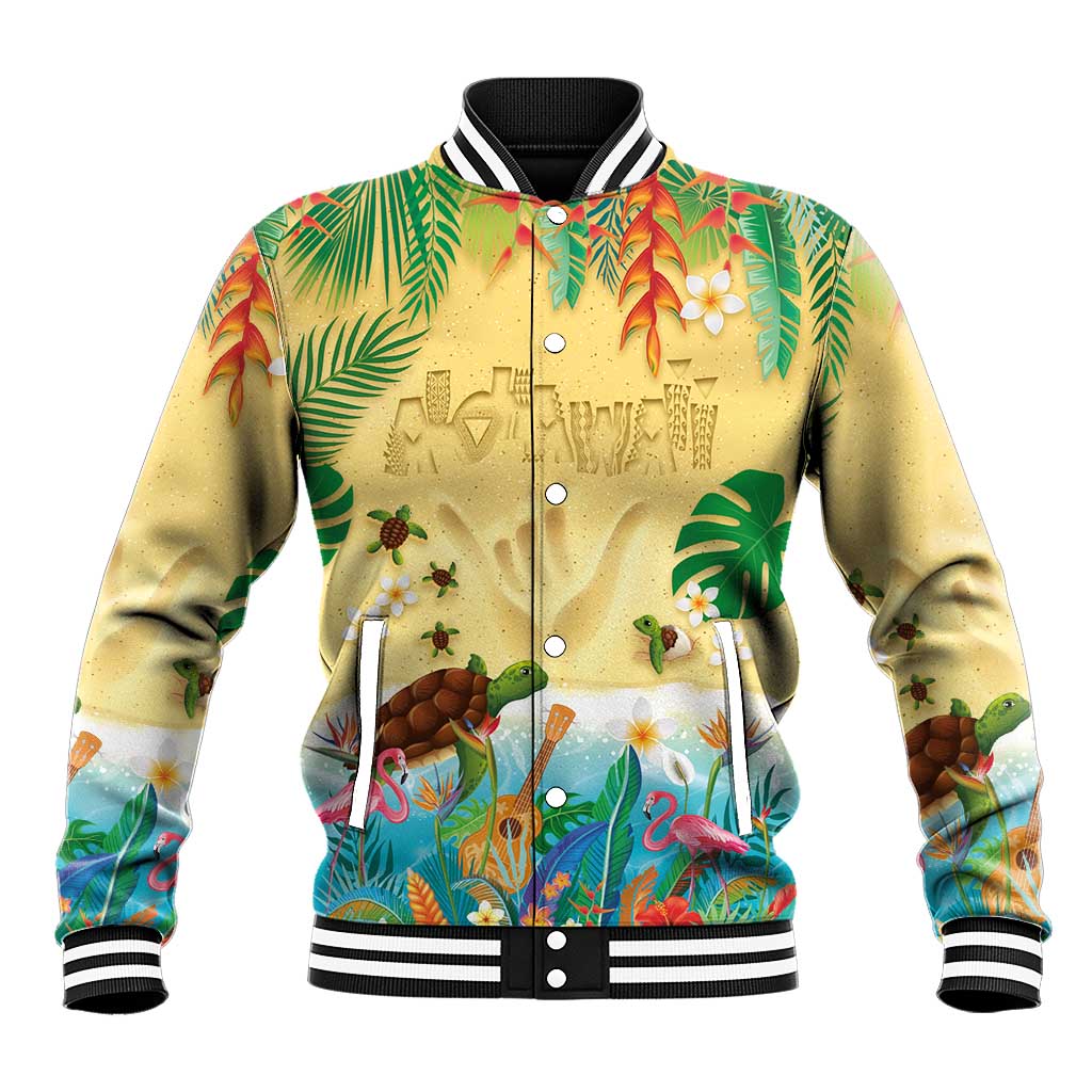 Hawaiian Alohawaii Baseball Jacket Tropical Plants and Animals on The Beach LT03 Unisex Multicolor - Polynesian Pride