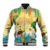 Hawaiian Alohawaii Baseball Jacket Tropical Plants and Animals on The Beach LT03 Unisex Multicolor - Polynesian Pride