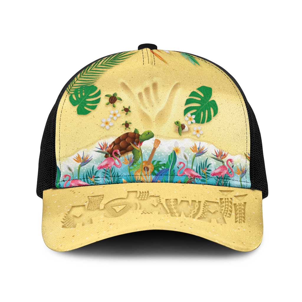 Hawaiian Alohawaii Baseball Net Cap Tropical Plants and Animals on The Beach LT03 One Size Black Multicolor - Polynesian Pride