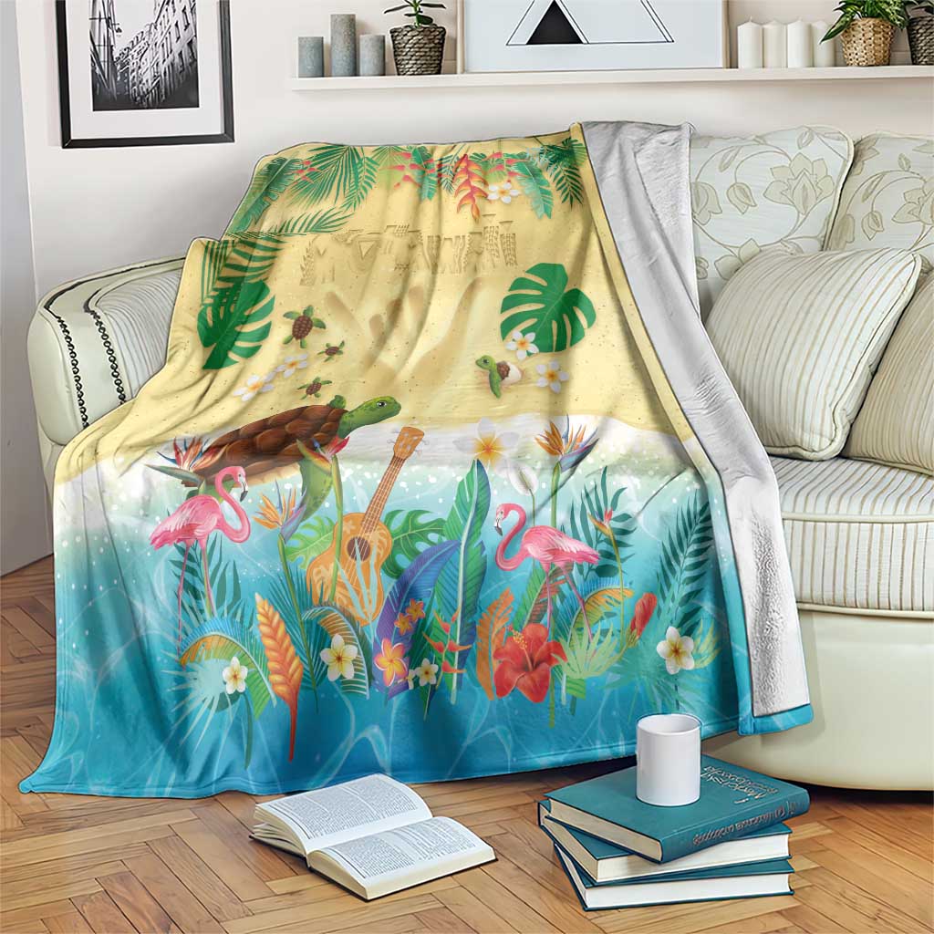 Hawaiian Alohawaii Blanket Tropical Plants and Animals on The Beach - Polynesian Pride