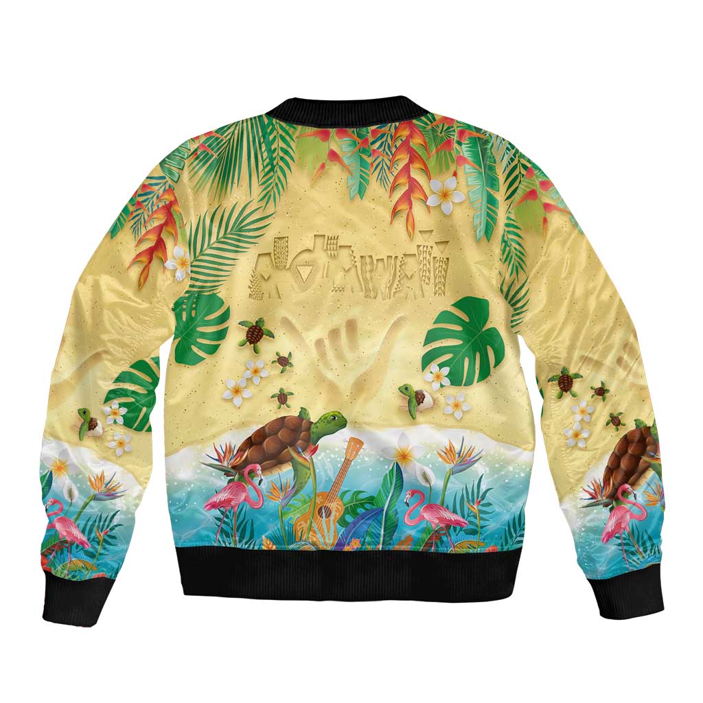 Hawaiian Alohawaii Bomber Jacket Tropical Plants and Animals on The Beach - Polynesian Pride