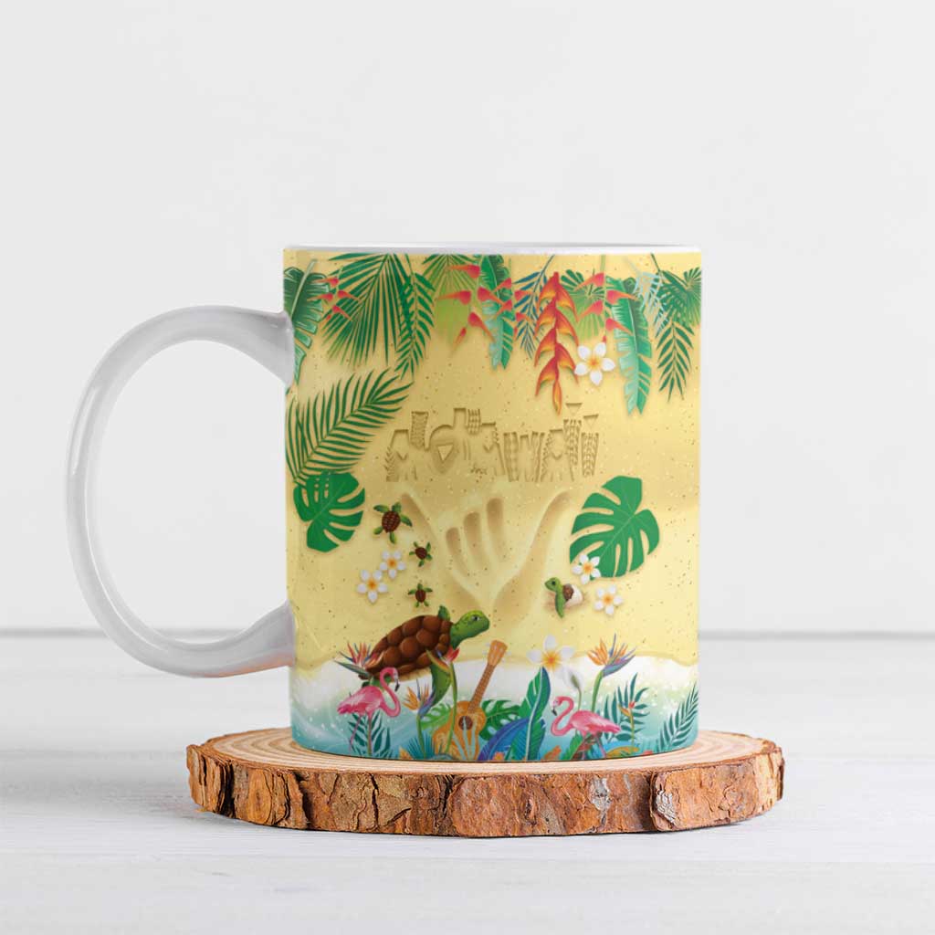 Hawaiian Alohawaii Ceramic Mug Tropical Plants and Animals on The Beach LT03 Multicolor - Polynesian Pride