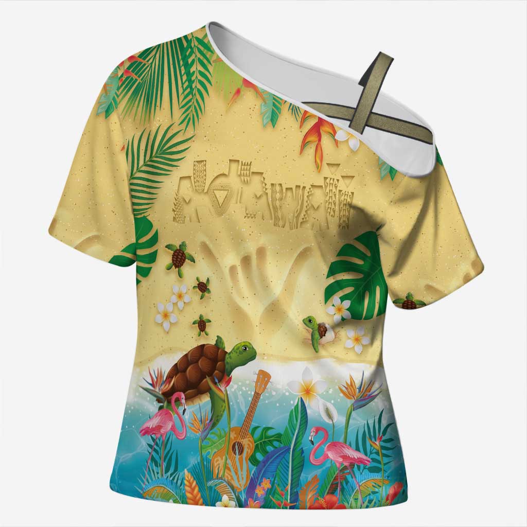 Hawaiian Alohawaii Cross Shoulder Shirt Tropical Plants and Animals on The Beach LT03 Female Multicolor - Polynesian Pride