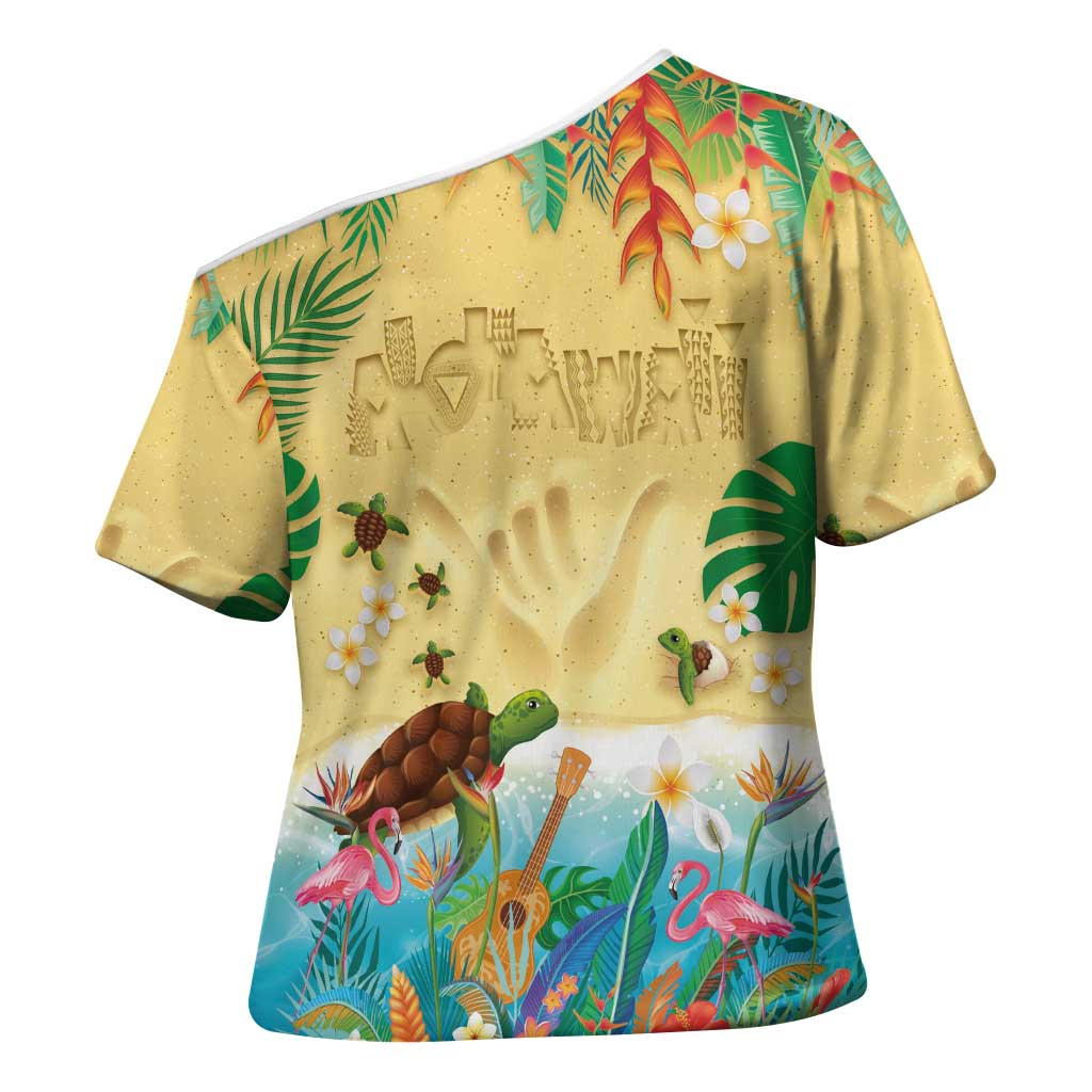 Hawaiian Alohawaii Cross Shoulder Shirt Tropical Plants and Animals on The Beach LT03 - Polynesian Pride