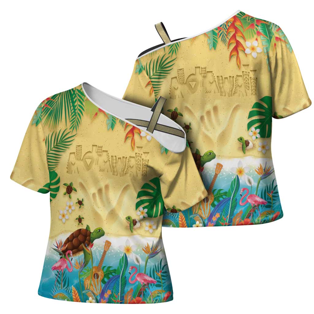 Hawaiian Alohawaii Cross Shoulder Shirt Tropical Plants and Animals on The Beach LT03 - Polynesian Pride