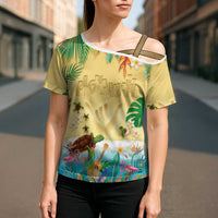 Hawaiian Alohawaii Cross Shoulder Shirt Tropical Plants and Animals on The Beach LT03 - Polynesian Pride