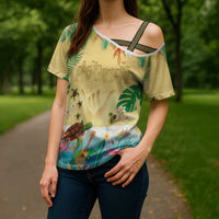 Hawaiian Alohawaii Cross Shoulder Shirt Tropical Plants and Animals on The Beach LT03 - Polynesian Pride