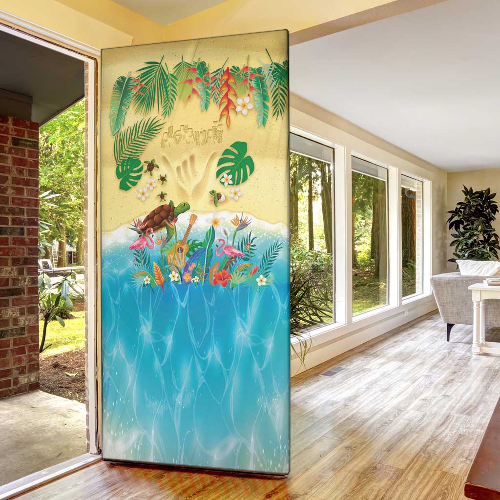 Hawaiian Alohawaii Door Cover Tropical Plants and Animals on The Beach LT03 - Polynesian Pride