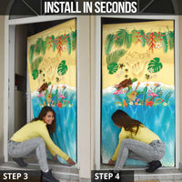 Hawaiian Alohawaii Door Cover Tropical Plants and Animals on The Beach LT03 - Polynesian Pride