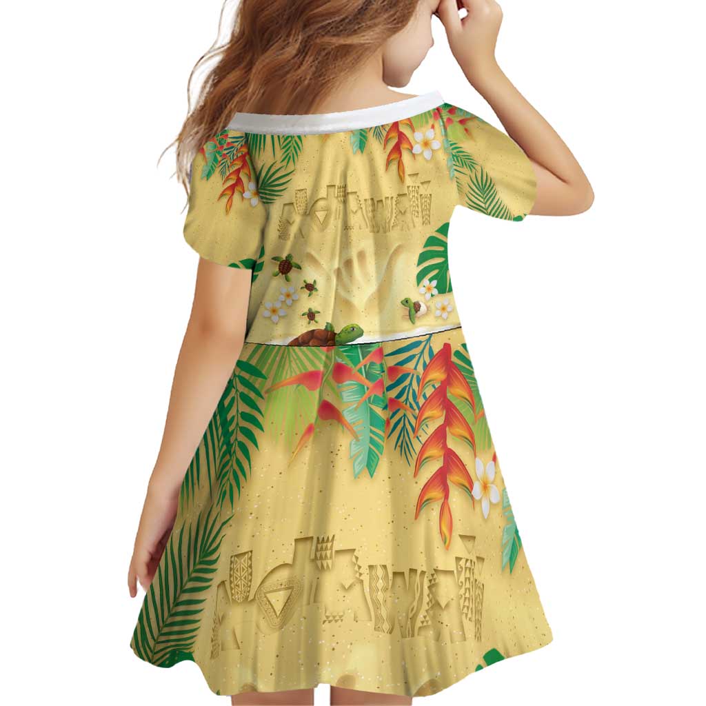 Hawaiian Alohawaii Family Matching Off Shoulder Short Dress and Hawaiian Shirt Tropical Plants and Animals on The Beach - Polynesian Pride