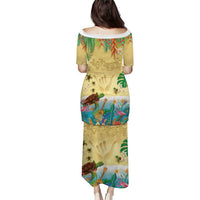 Hawaiian Alohawaii Family Matching Puletasi and Hawaiian Shirt Tropical Plants and Animals on The Beach - Polynesian Pride