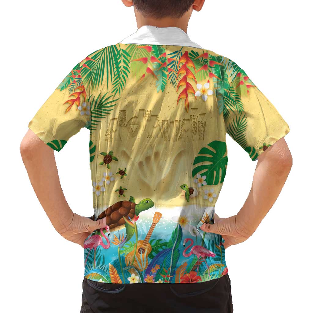 Hawaiian Alohawaii Family Matching Tank Maxi Dress and Hawaiian Shirt Tropical Plants and Animals on The Beach - Polynesian Pride