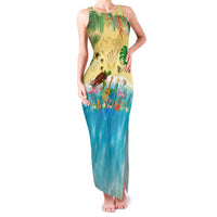 Hawaiian Alohawaii Family Matching Tank Maxi Dress and Hawaiian Shirt Tropical Plants and Animals on The Beach - Polynesian Pride