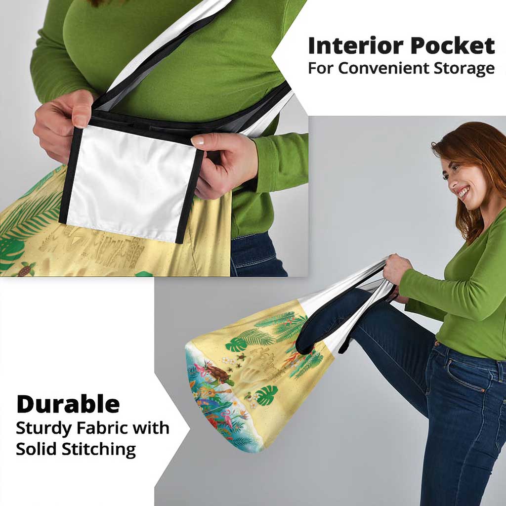 Hawaiian Alohawaii Grocery Bag Tropical Plants and Animals on The Beach - Polynesian Pride