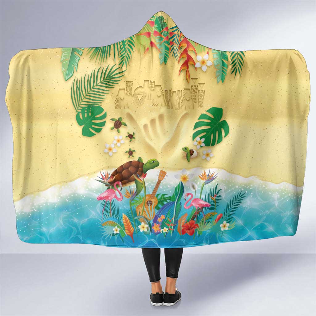 Hawaiian Alohawaii Hooded Blanket Tropical Plants and Animals on The Beach LT03 One Size Multicolor - Polynesian Pride