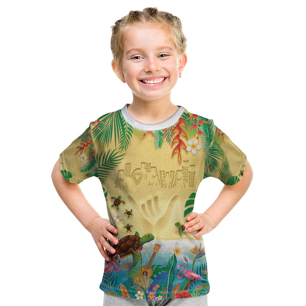 Hawaiian Alohawaii Kid T Shirt Tropical Plants and Animals on The Beach - Polynesian Pride