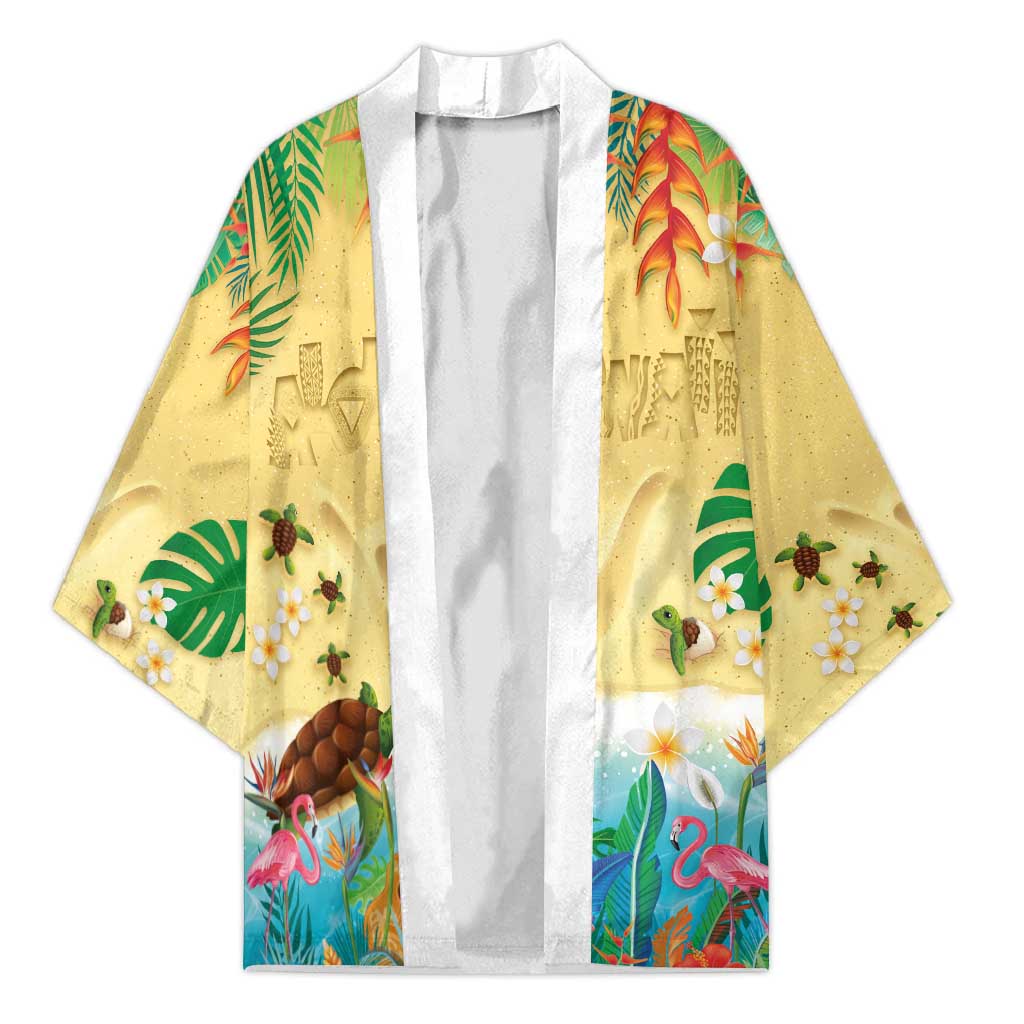 Hawaiian Alohawaii Kimono Tropical Plants and Animals on The Beach - Polynesian Pride
