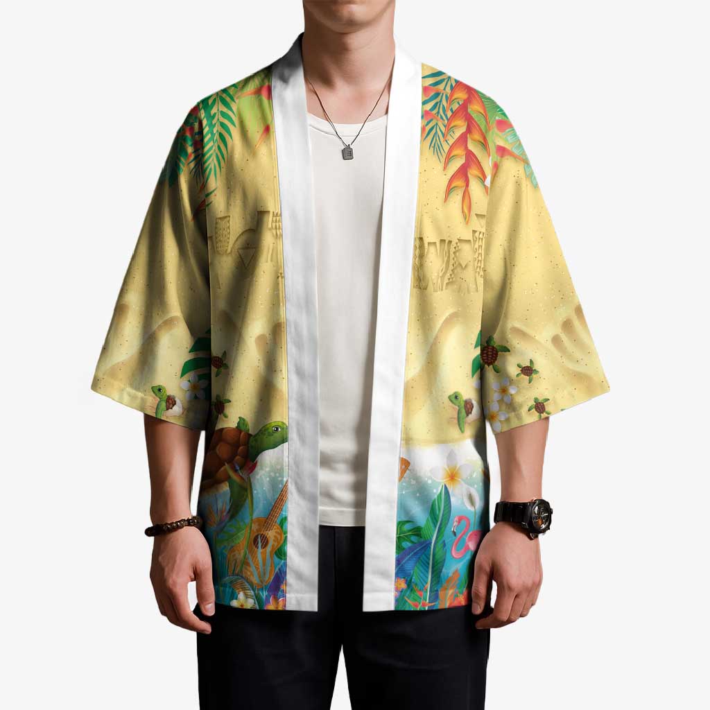 Hawaiian Alohawaii Kimono Tropical Plants and Animals on The Beach LT03 - Polynesian Pride