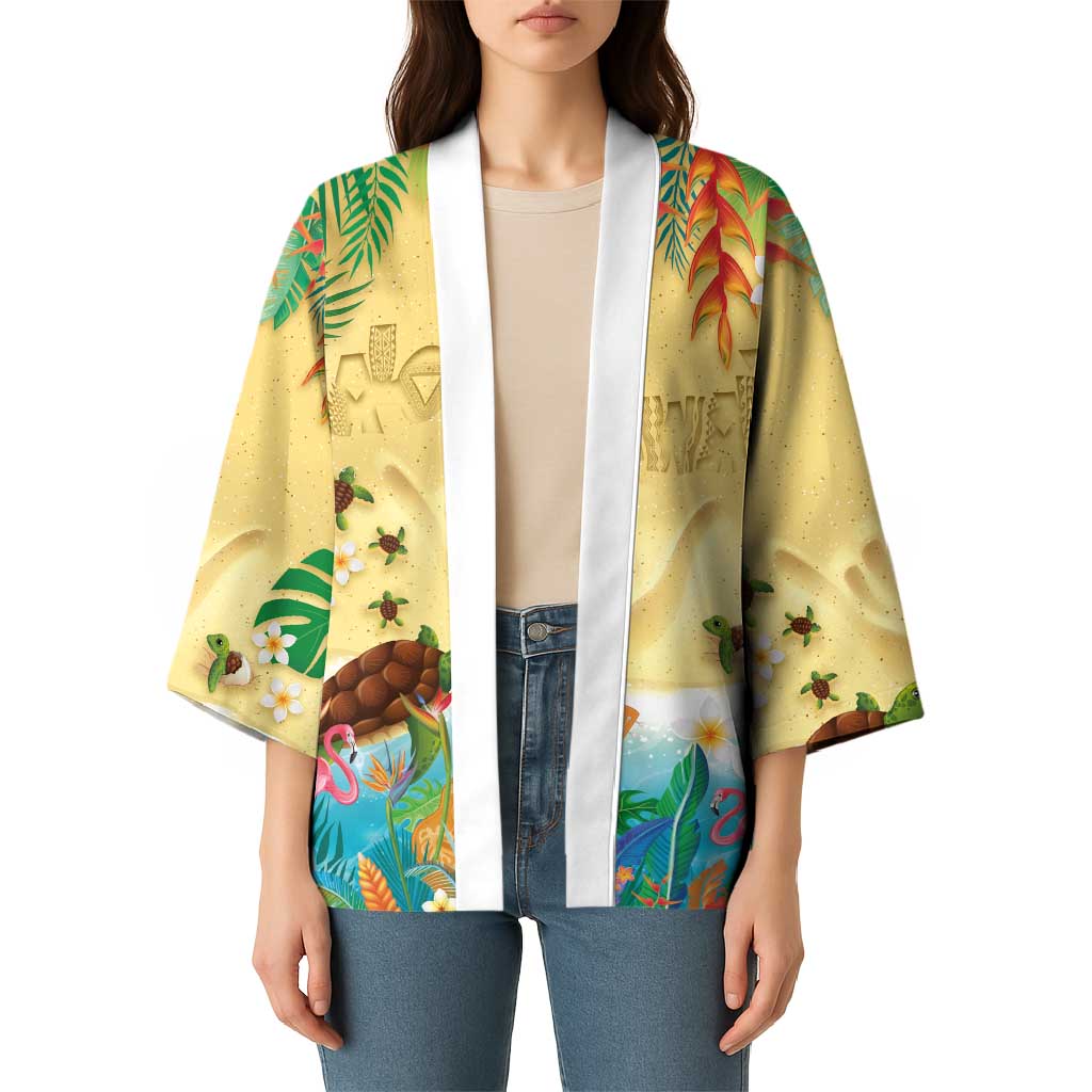 Hawaiian Alohawaii Kimono Tropical Plants and Animals on The Beach LT03 - Polynesian Pride