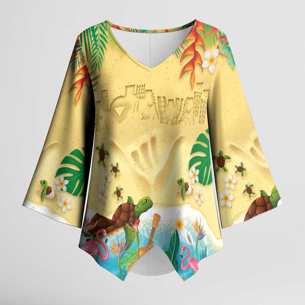 Hawaiian Alohawaii Kimono Sleeve Blouse Tropical Plants and Animals on The Beach LT03 Female Multicolor - Polynesian Pride