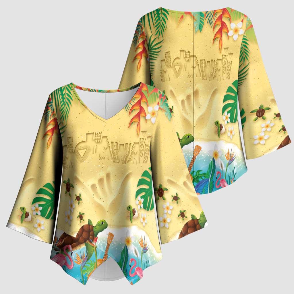 Hawaiian Alohawaii Kimono Sleeve Blouse Tropical Plants and Animals on The Beach LT03 - Polynesian Pride