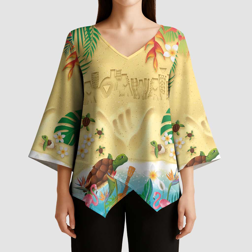 Hawaiian Alohawaii Kimono Sleeve Blouse Tropical Plants and Animals on The Beach LT03 - Polynesian Pride