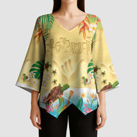 Hawaiian Alohawaii Kimono Sleeve Blouse Tropical Plants and Animals on The Beach LT03 - Polynesian Pride