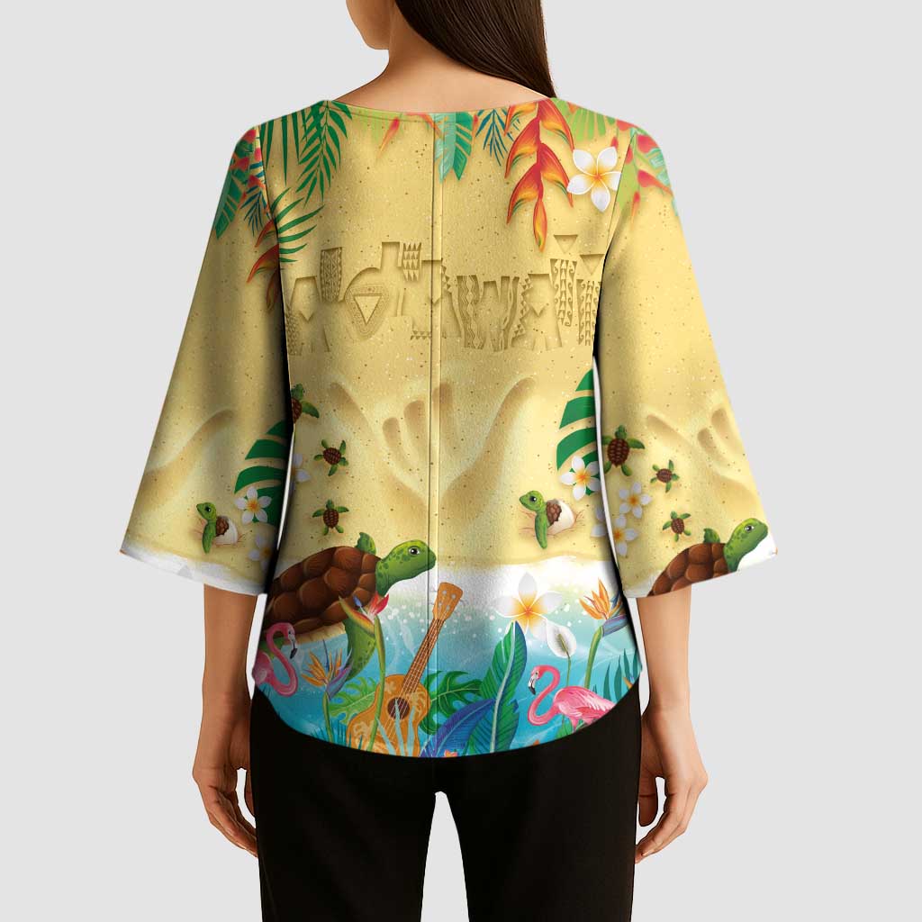 Hawaiian Alohawaii Kimono Sleeve Blouse Tropical Plants and Animals on The Beach LT03 - Polynesian Pride