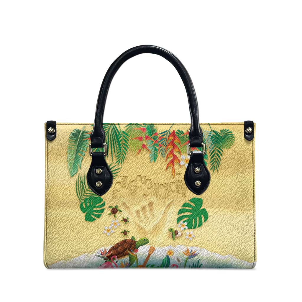 Hawaiian Alohawaii Leather Bag Tropical Plants and Animals on The Beach - Polynesian Pride